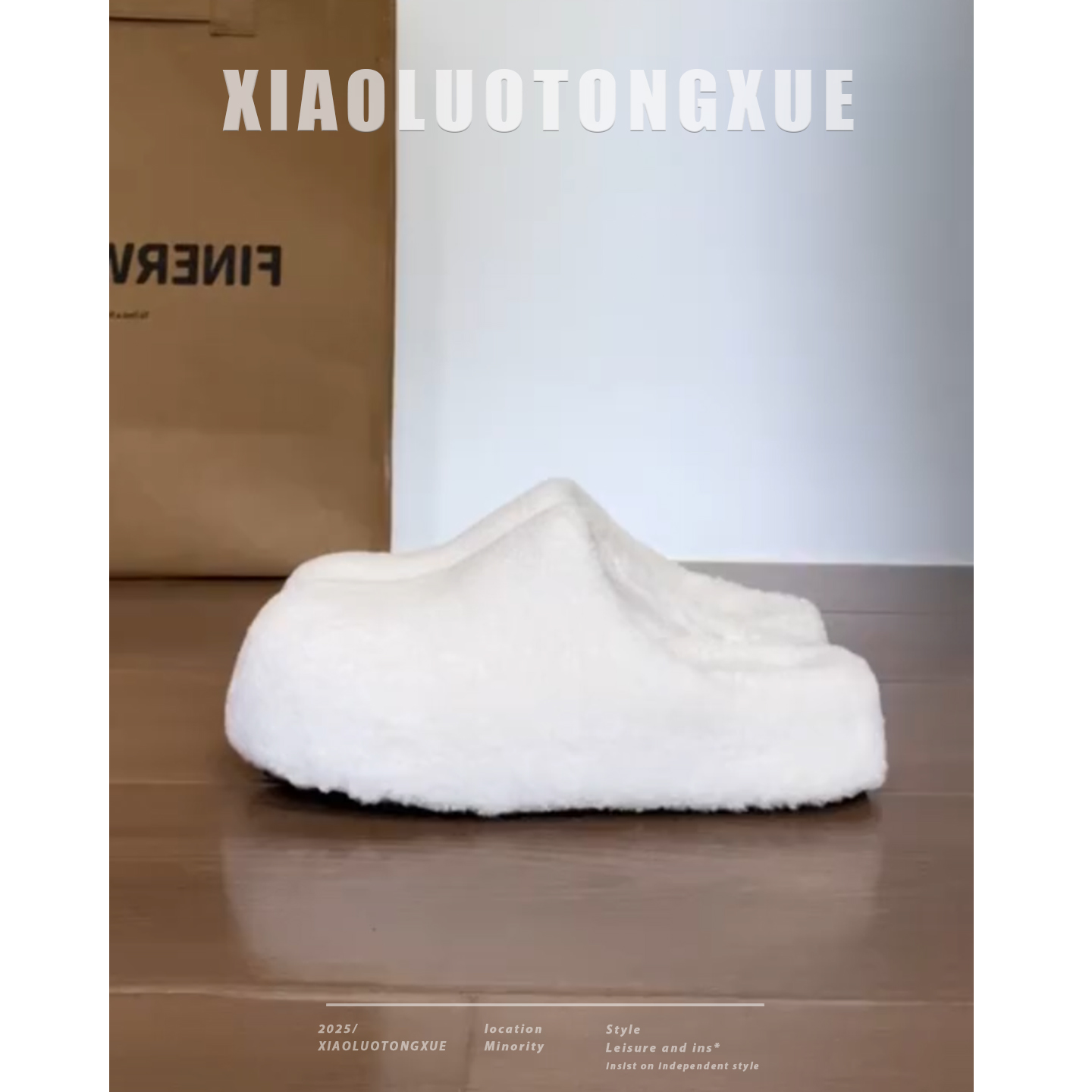 小白鞋女2025秋冬款新款网红加绒保暖厚底圆头时尚韩版包头拖棉鞋