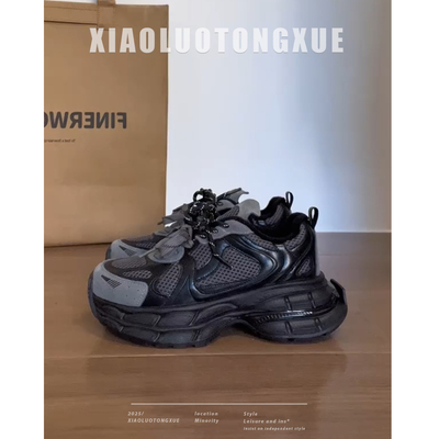 厚底老爹鞋女2025新款拼色增高时尚百搭显脚小透气轻便休闲运动鞋