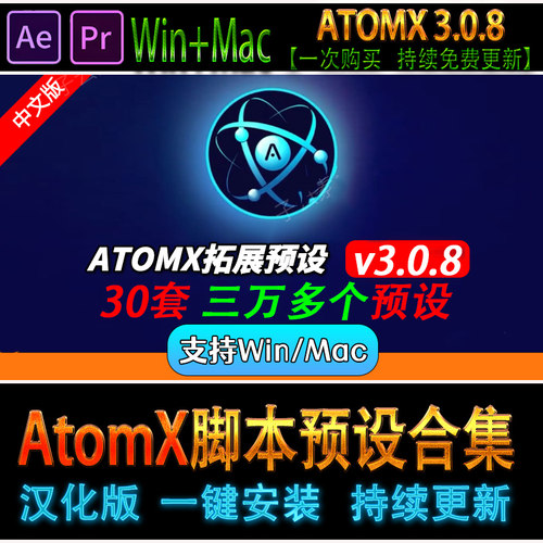 AtomX 婚礼文字幕转场标题文本小元素MG动画 30套  AE/PR脚本预设