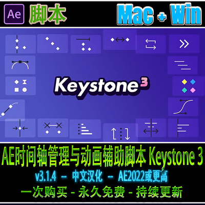 Keystone 3 关键帧复制粘贴对齐镜像伸缩控制中文汉化 AE脚本