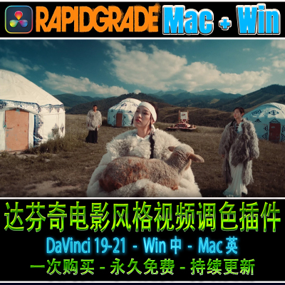Rapidgrade v1.6.6达芬奇电影风格视频调色插件Win汉化 Mac英文版