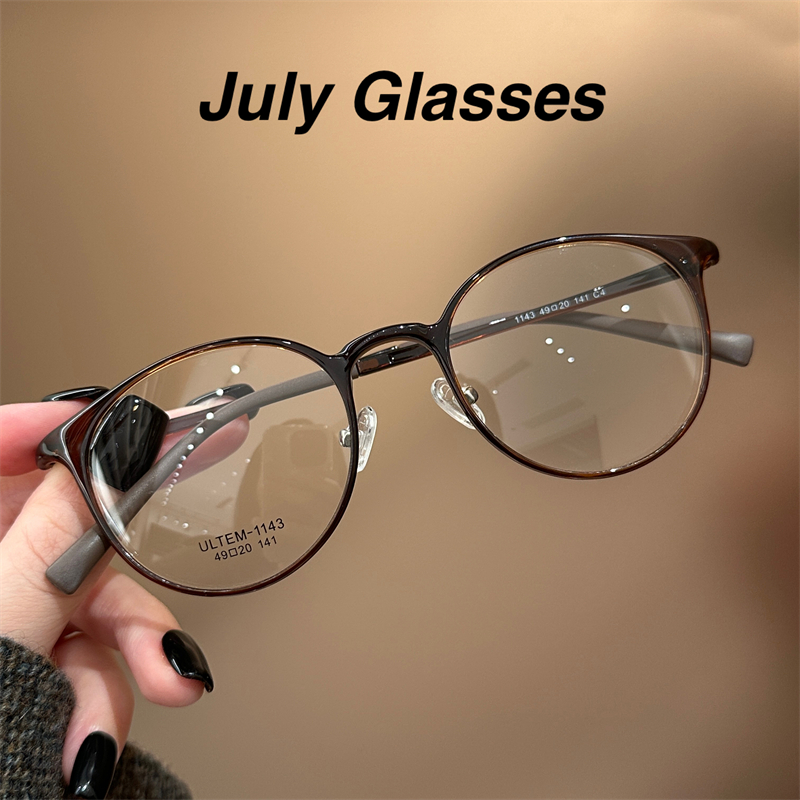 复古素颜摩卡棕塑钢钛超轻眼镜可配近视眼镜女防蓝光高度数框架潮