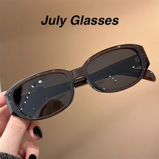 时髦ins棕咖色猫眼墨镜女显瘦高级感拍照防紫外线偏光太阳镜男潮