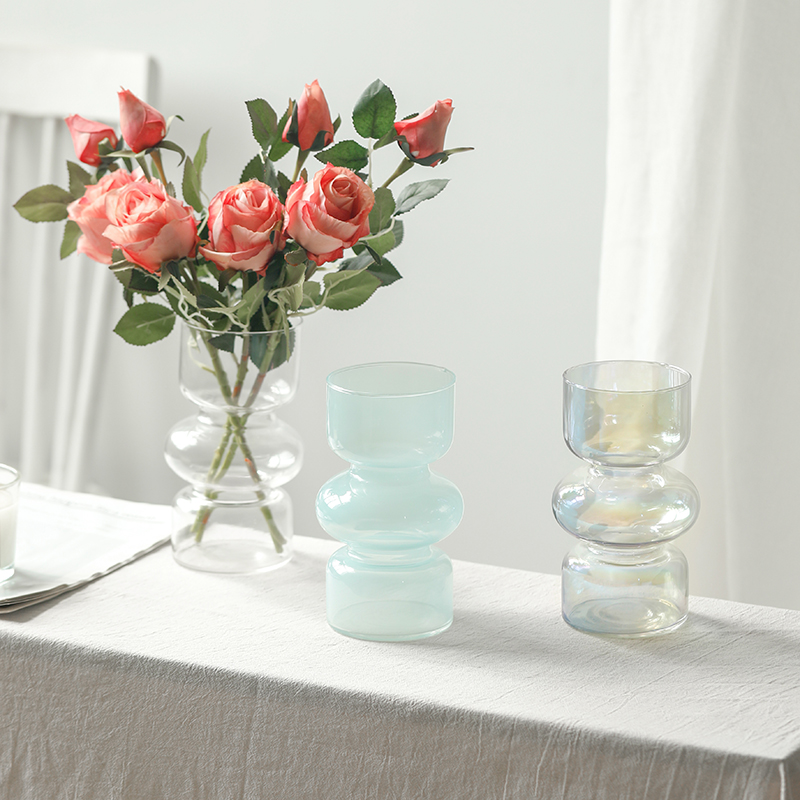 中古小众花芍药插花装饰玻璃花瓶