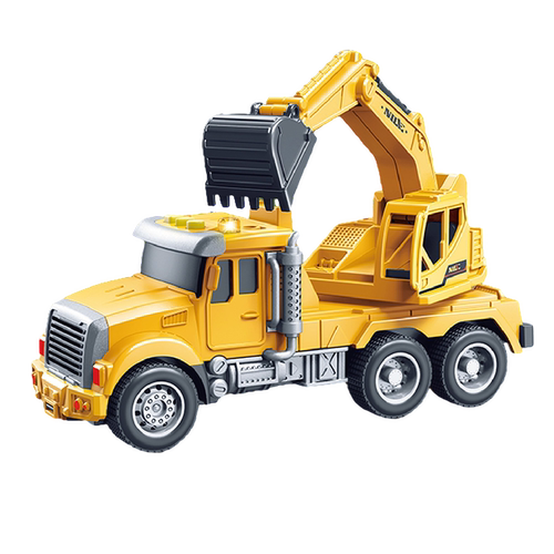 大号工程车儿童挖掘机搅拌车仿真模型会讲故事翻斗车吊车男孩玩具