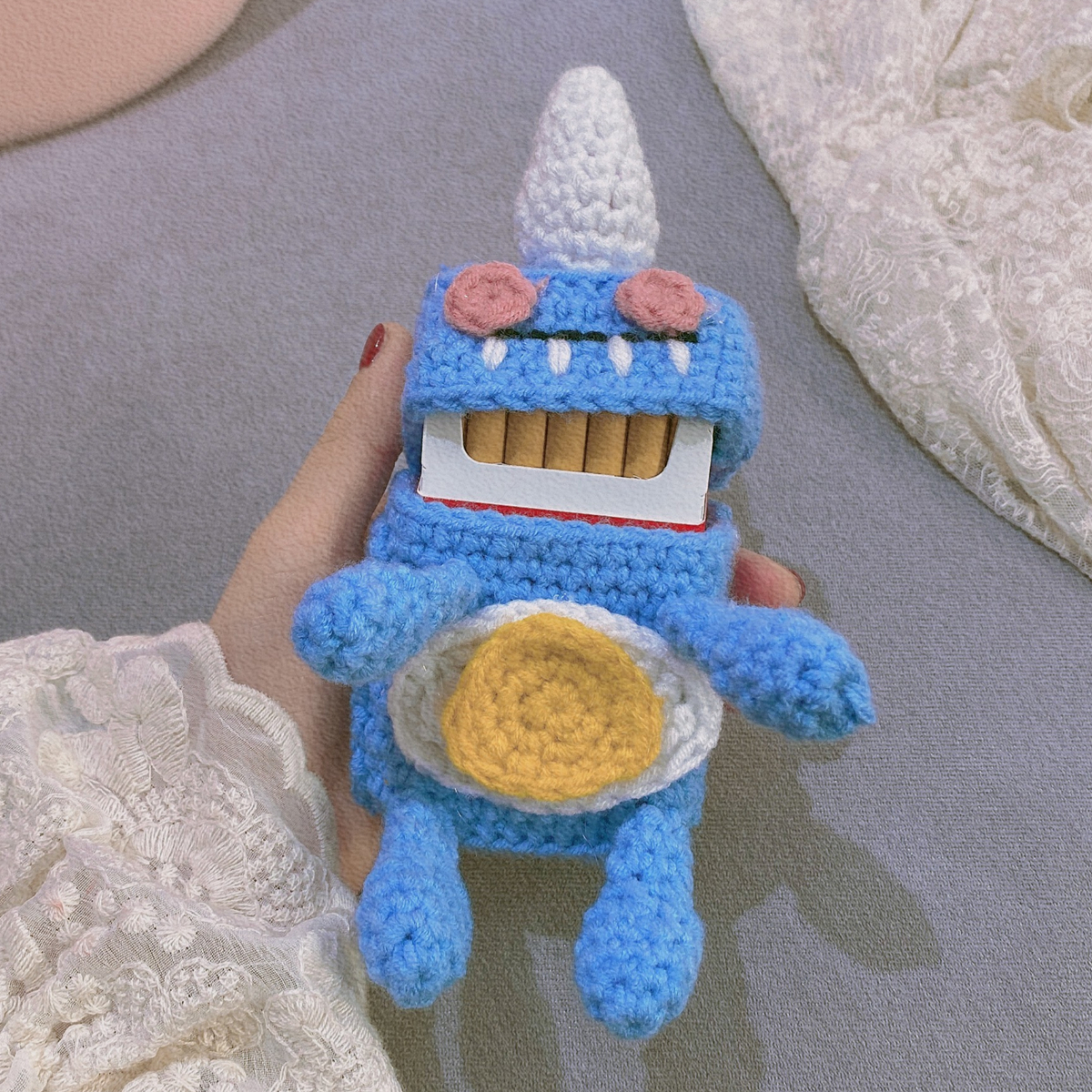 手工编织烟盒diy材料包自制手织毛线搞怪可爱小怪兽香烟盒送男友