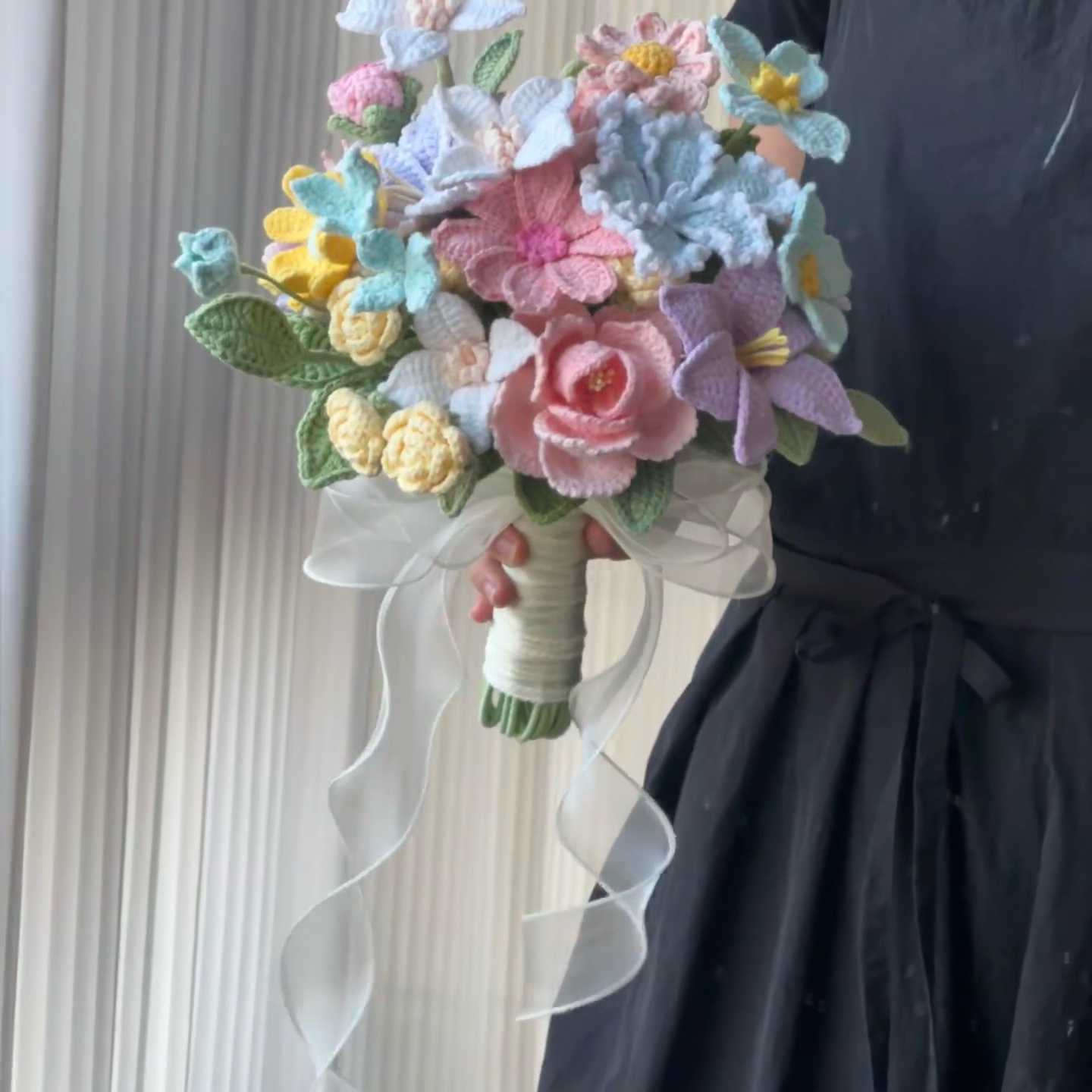 手工编织diy毛线手捧花束材料包