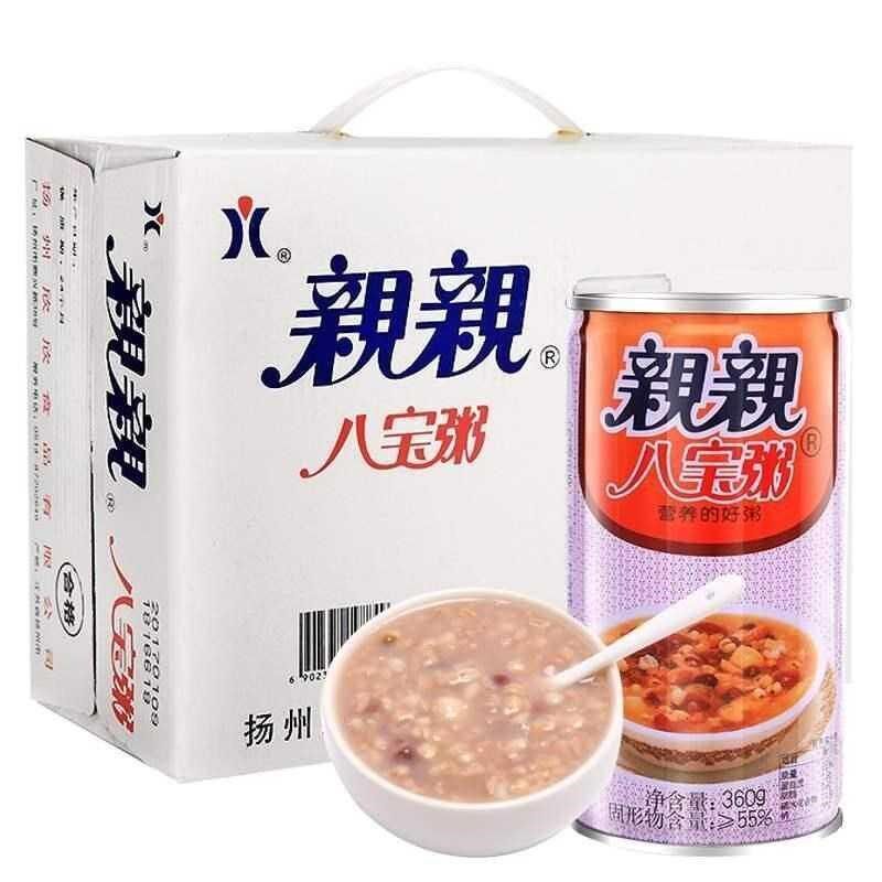 亲亲八宝粥早餐桂圆莲子速食粥五谷杂粮低糖360 12罐装整箱装 得意优选
