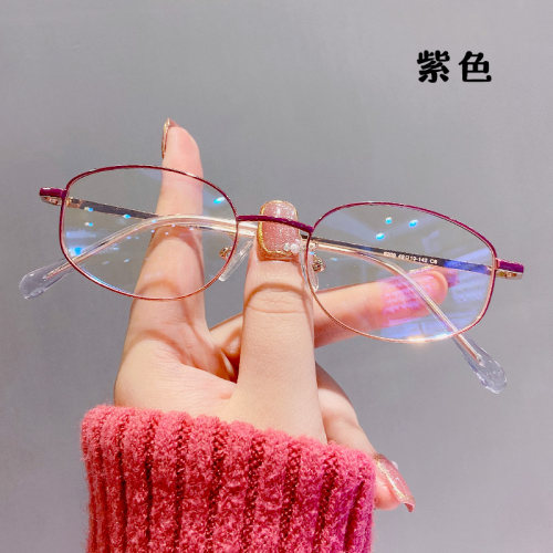 纯钛超轻紫色近视眼镜可配有度数