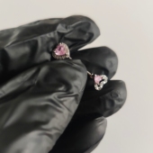 乳头钉 136钛合金乳钉16G1.2粗粉色双心AB款 杆长可选长杆短杆