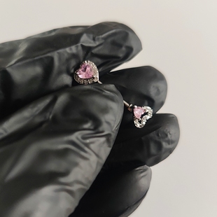 F-136钛合金乳钉16G1.2粗粉色双心AB款乳头钉 杆长可选长杆短杆