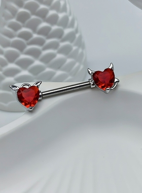 F-136钛合金乳钉红色小恶魔乳头钉镶锆防过敏穿刺饰品1.6粗乳环