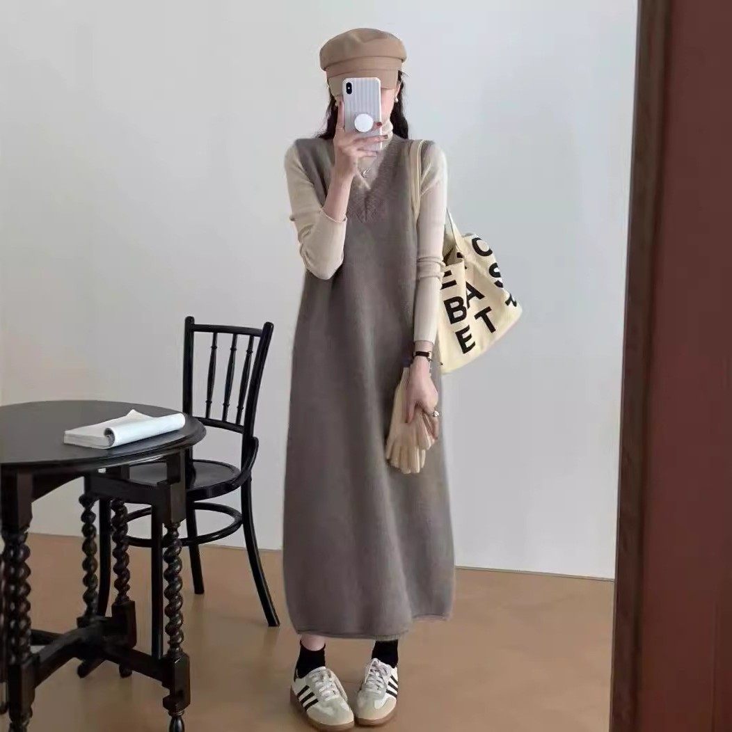 长款领毛衣裙女秋冬新款慵懒风宽松简约气质软糯针织背心连衣裙,个性定制/设计服务/DIY,连衣裙加工定制,淘宝优惠券,粉丝福利购,淘宝优惠卷