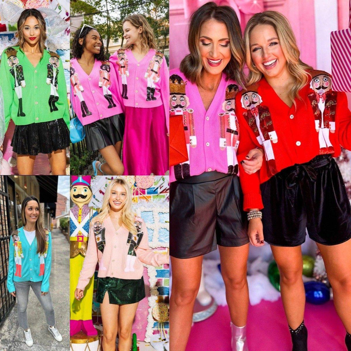 亚马逊秋冬新款跨境欧美女装圣诞节胡桃夹子亮片毛衣休闲针织开衫,个性定制/设计服务/DIY,连衣裙加工定制,淘宝优惠券,粉丝福利购,淘宝优惠卷