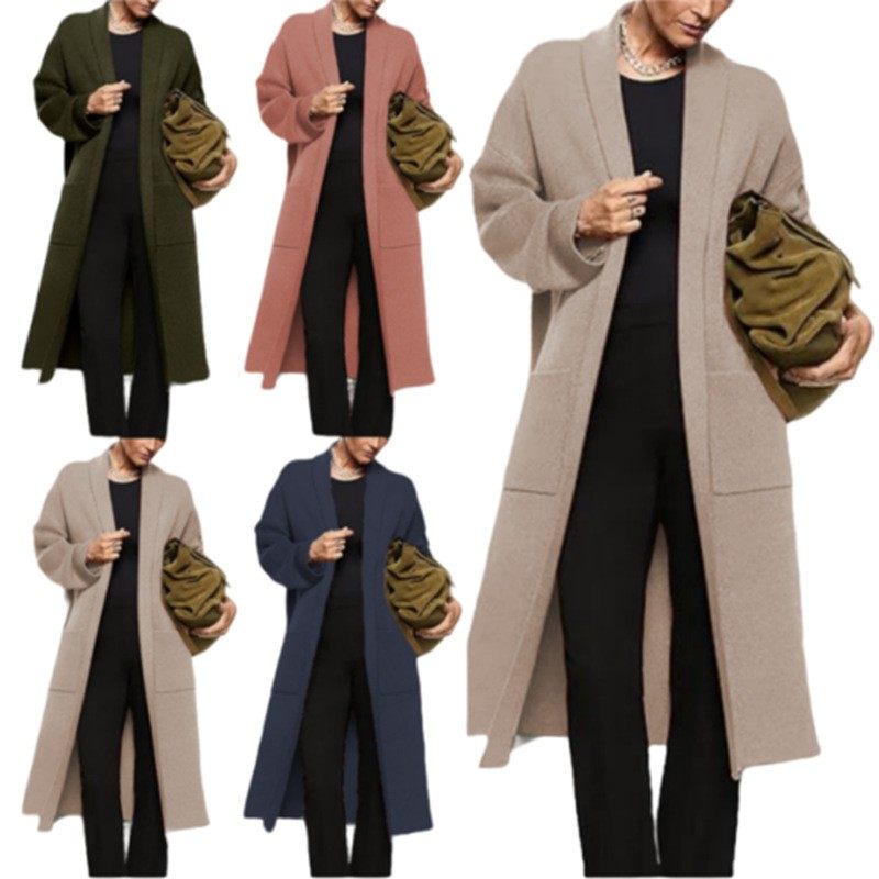 亚马逊女装新款欧美外贸针织衫跨境宽松大码中长款口袋开衫毛衣女,个性定制/设计服务/DIY,连衣裙加工定制,淘宝优惠券,粉丝福利购,淘宝优惠卷