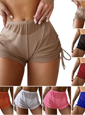 Sexy trnsprent mesh drwstring shorts 性感透明网纱抽绳短裤