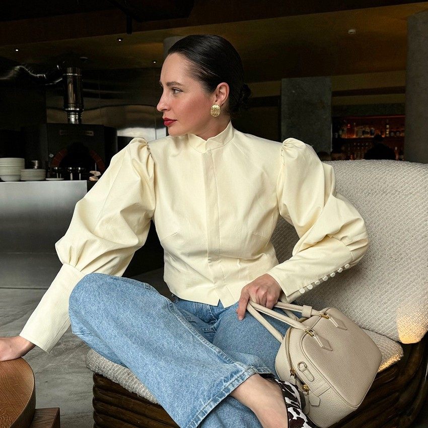 秋季新款高级感小立领泡泡袖衬衣设计感气质时尚欧美跨境通勤,个性定制/设计服务/DIY,连衣裙加工定制,淘宝优惠券,粉丝福利购,淘宝优惠卷