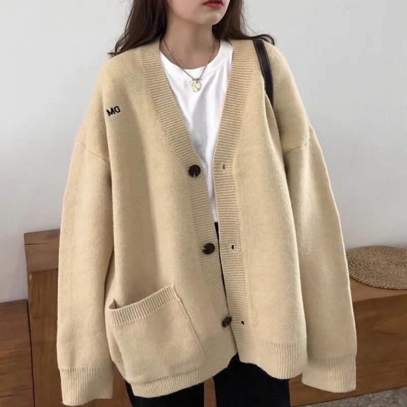 韩版刺绣慵懒风领毛衣外套女秋冬新款字母宽松针织开衫外搭,个性定制/设计服务/DIY,连衣裙加工定制,淘宝优惠券,粉丝福利购,淘宝优惠卷