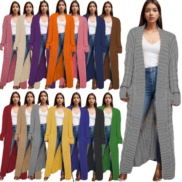 欧美女装秋冬新款宽松针织开衫慵懒风口袋长款大码麻花毛衣外套女,个性定制/设计服务/DIY,连衣裙加工定制,淘宝优惠券,粉丝福利购,淘宝优惠卷