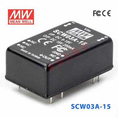 台湾明纬DC-DC模块电源 SCW03A-15 3W 9~18V转15V0.2A单路输出