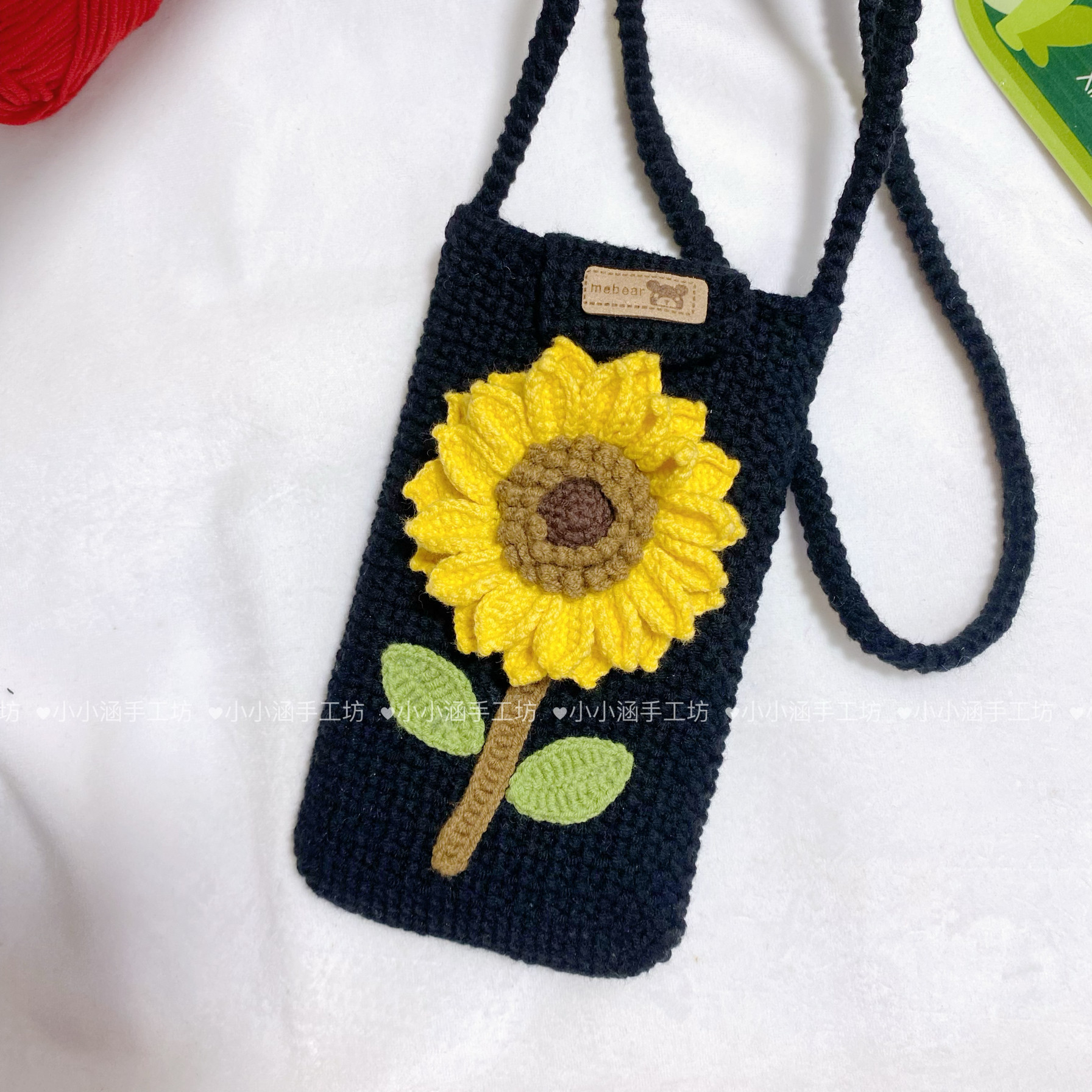 成品DIY毛线钩针编织立体向日葵手机包斜挎包包送闺蜜女友礼物