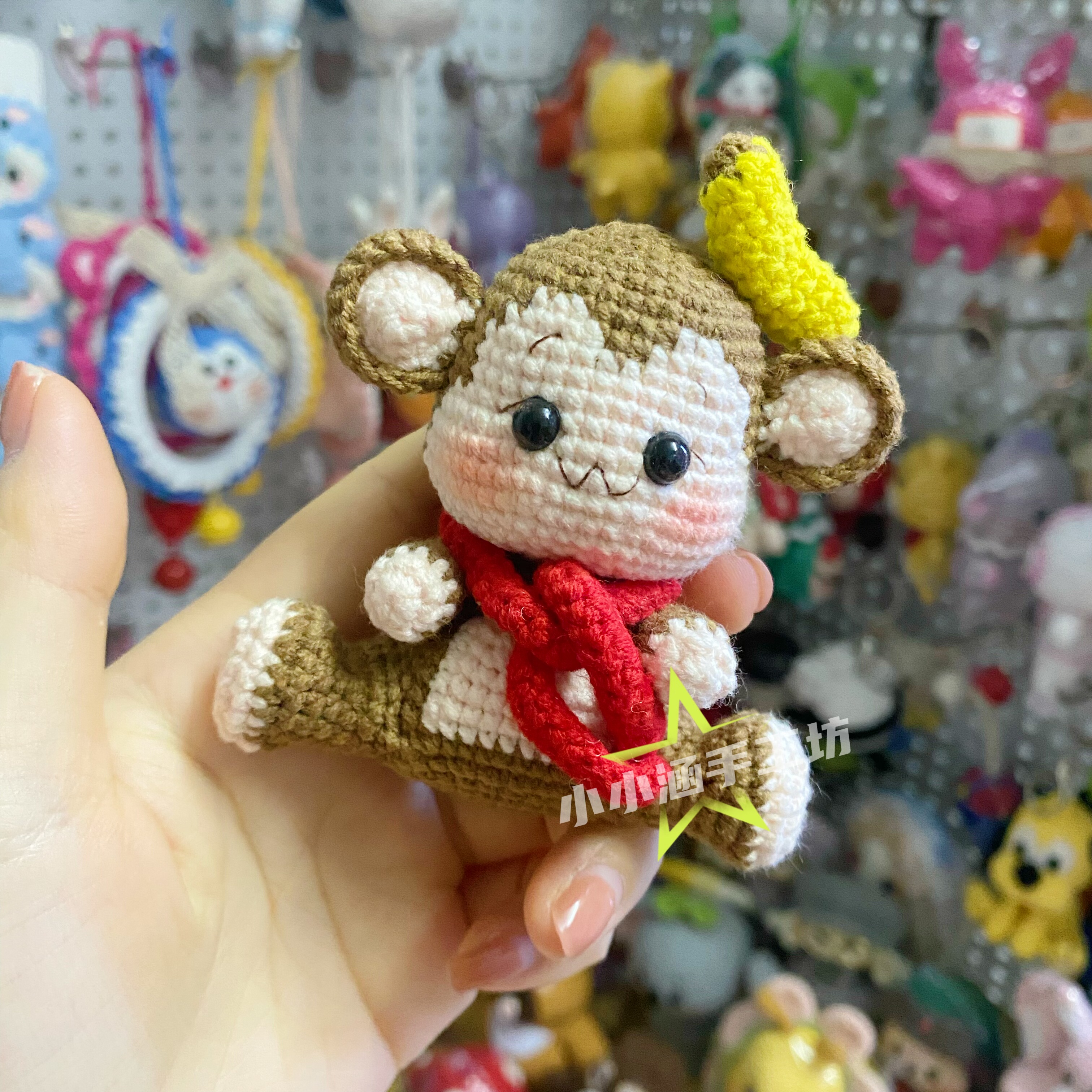 手工diy钩针编织可爱猴子玩偶挂件钥匙扣摆件创意礼物送男女朋友