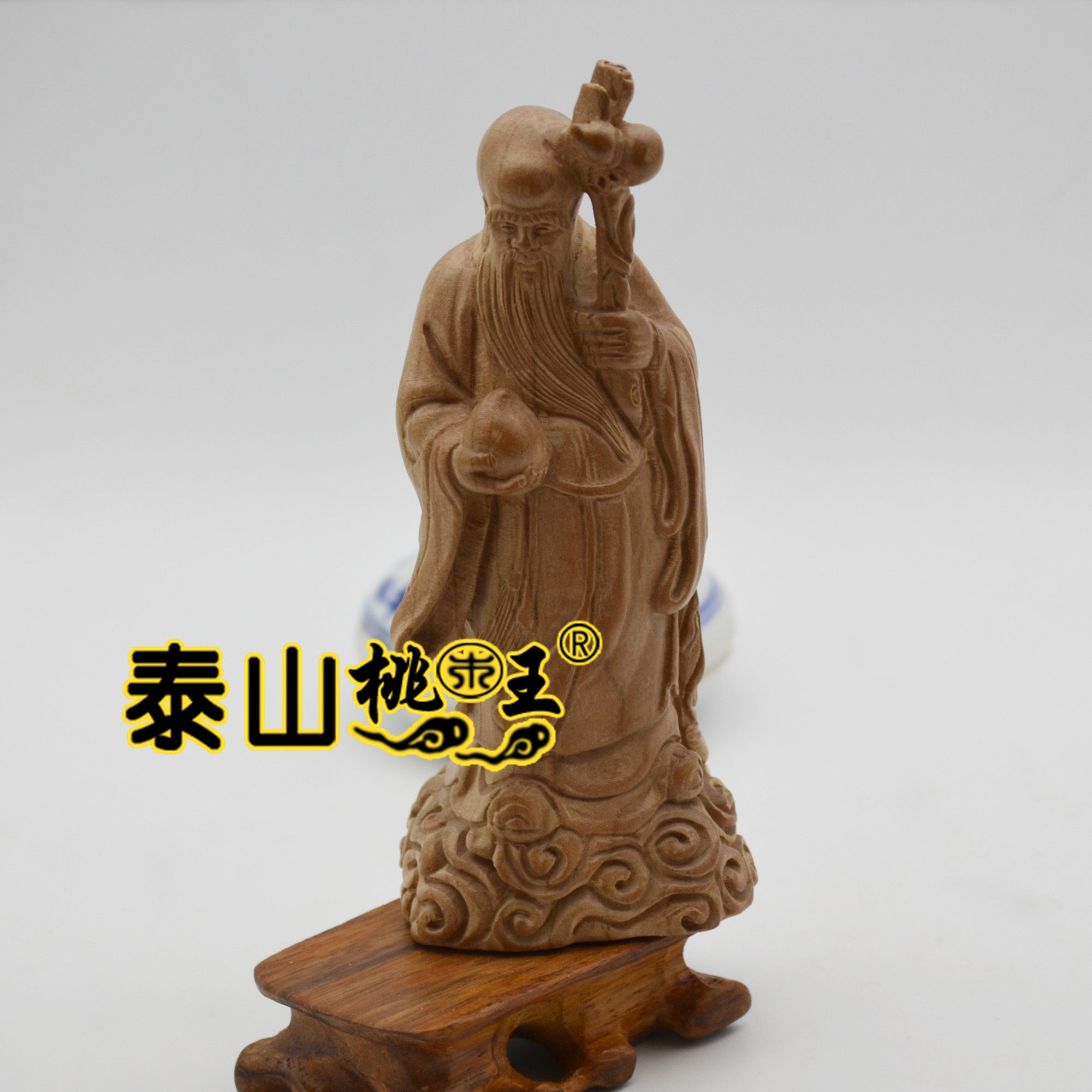 桃木寿星小摆件立体精雕 手工木雕送长辈吉祥如意平安