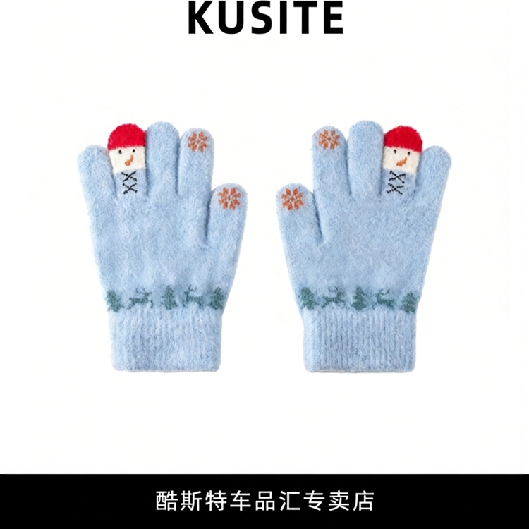 糖果色情侣手套圣诞雪人触屏保暖