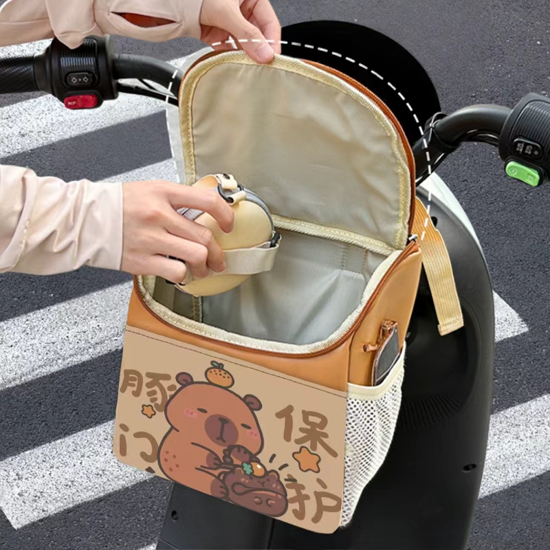 电动车前置物兜通用电瓶车挂包防水大容量手机充电器挂袋收纳好物