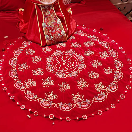 结婚中式婚礼新娘刺绣锦缎做福垫