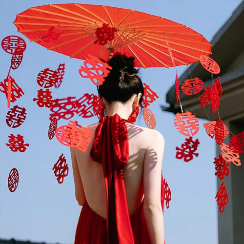 新中式喜字婚伞新娘拍照道具