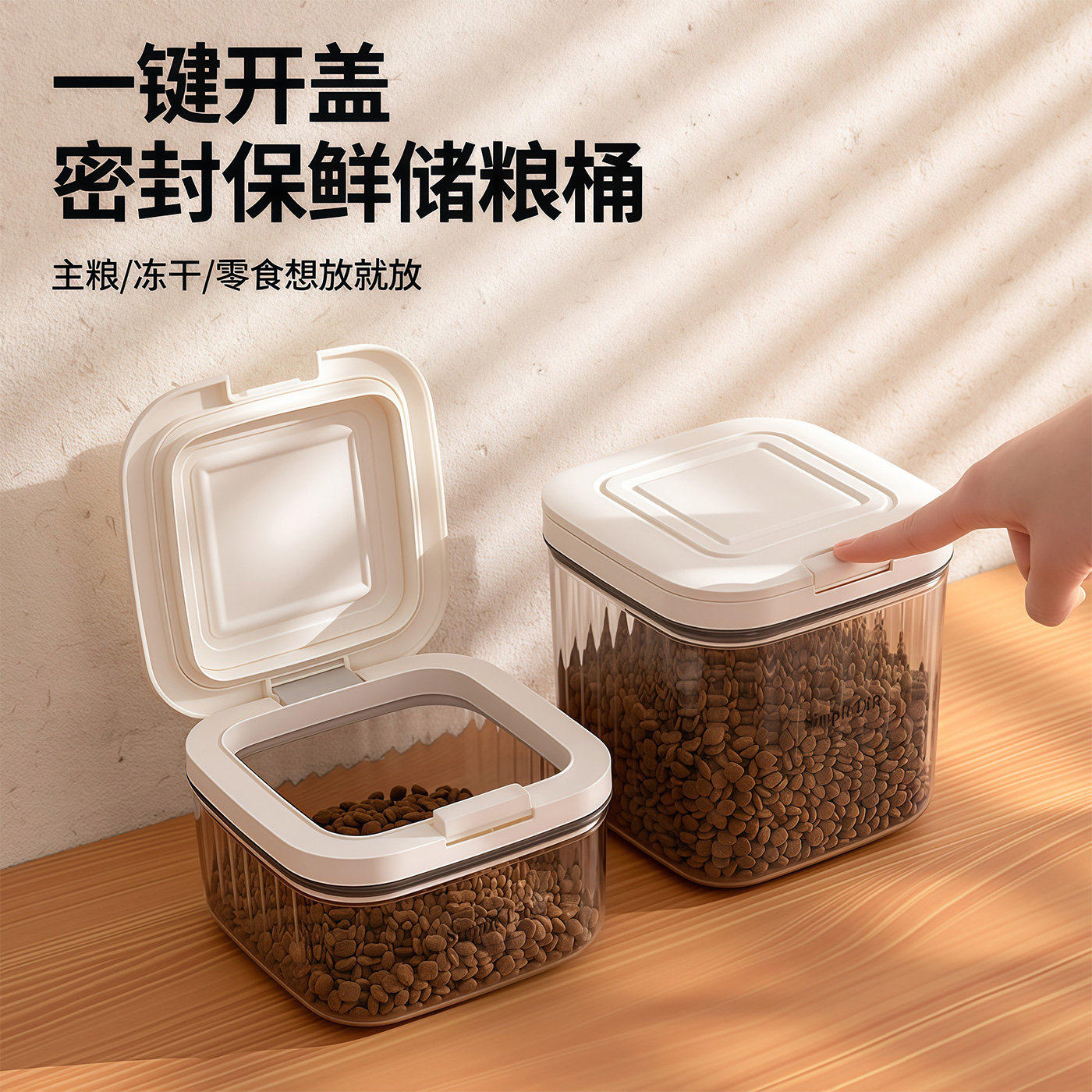 猫粮储存桶狗粮密封桶真空储粮桶一键开盖防尘防潮宠物储粮桶盒子