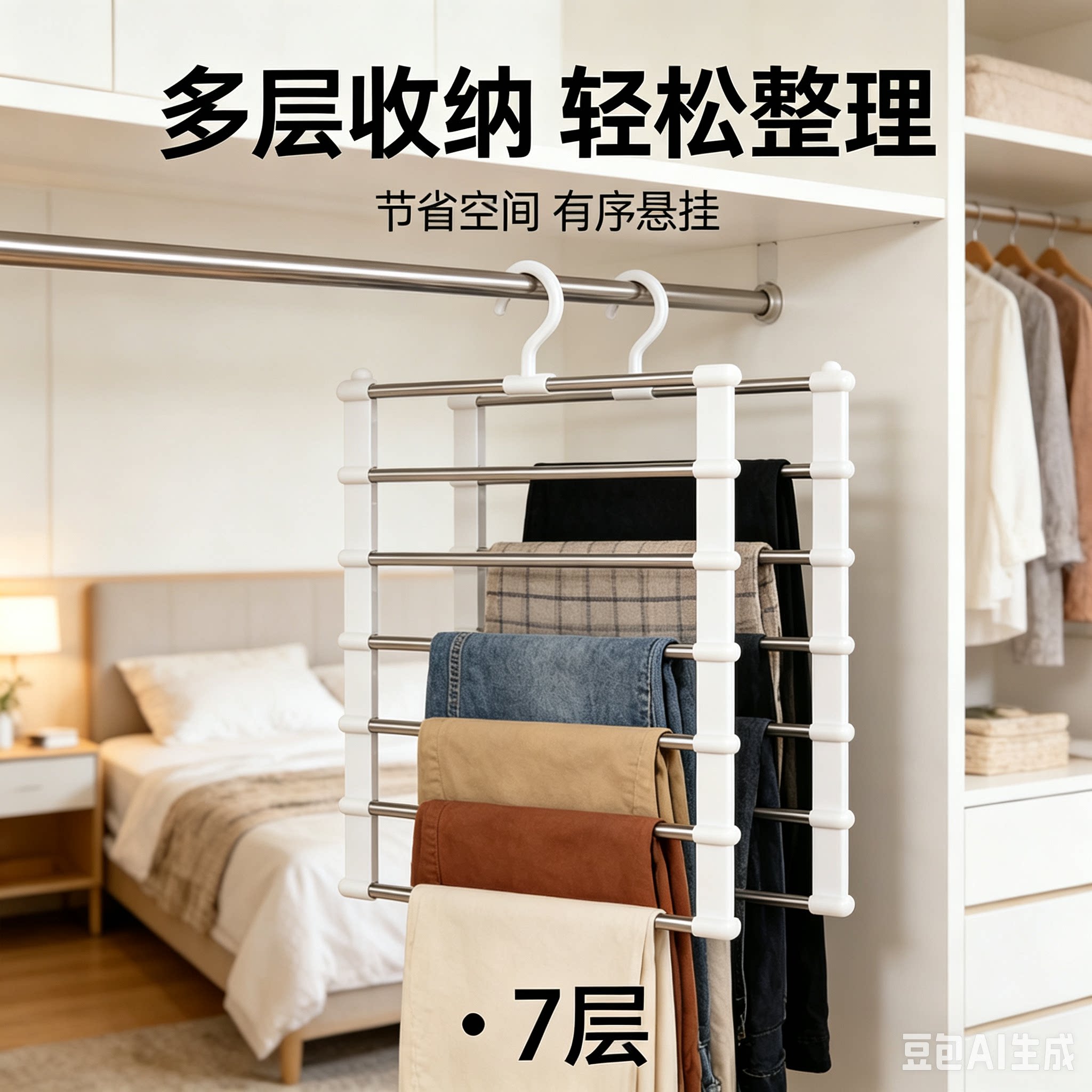 多功能多层魔术裤架衣柜收纳神器