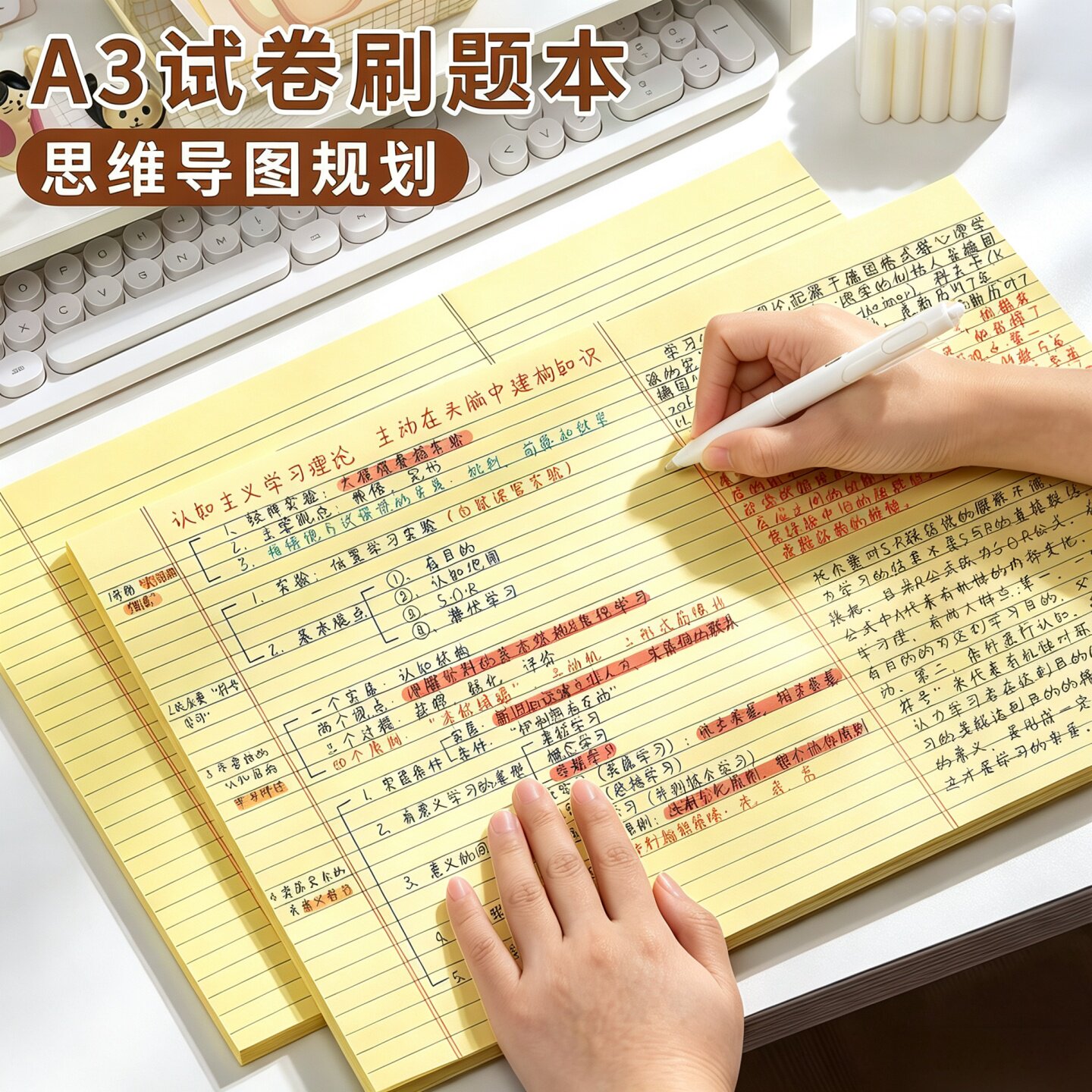 A3思维导图横线草稿纸学生用