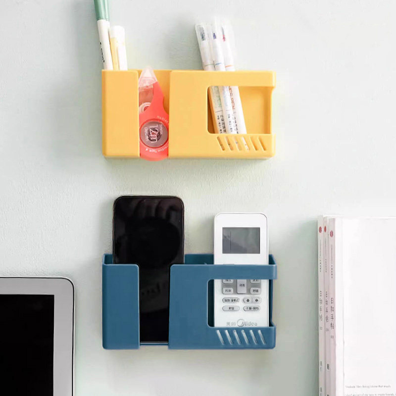 双格壁挂收纳盒床头手机充电支架家用遥控器电视空调遥控置物挂架