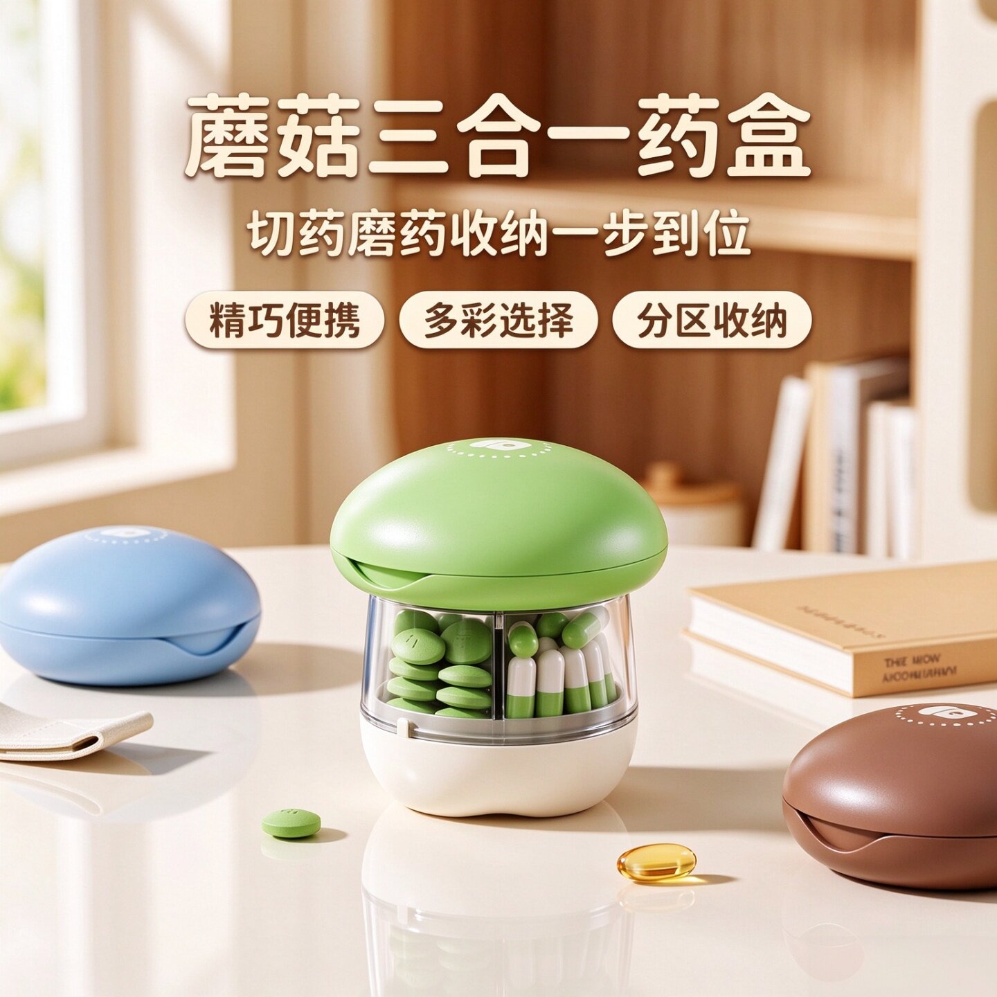 便携多格密封防潮切药器药盒