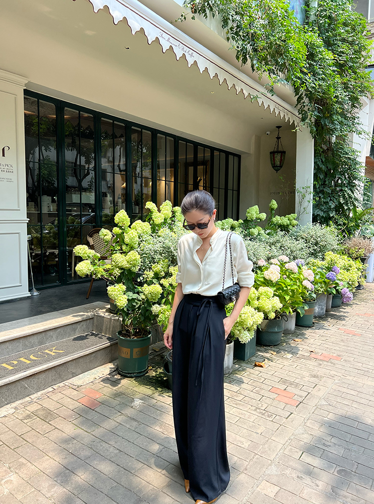 高腰时髦gfjlab绑带阔腿女