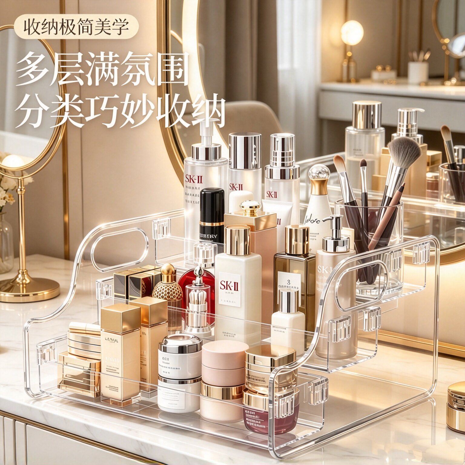 轻奢加厚大容量化妆品收纳架