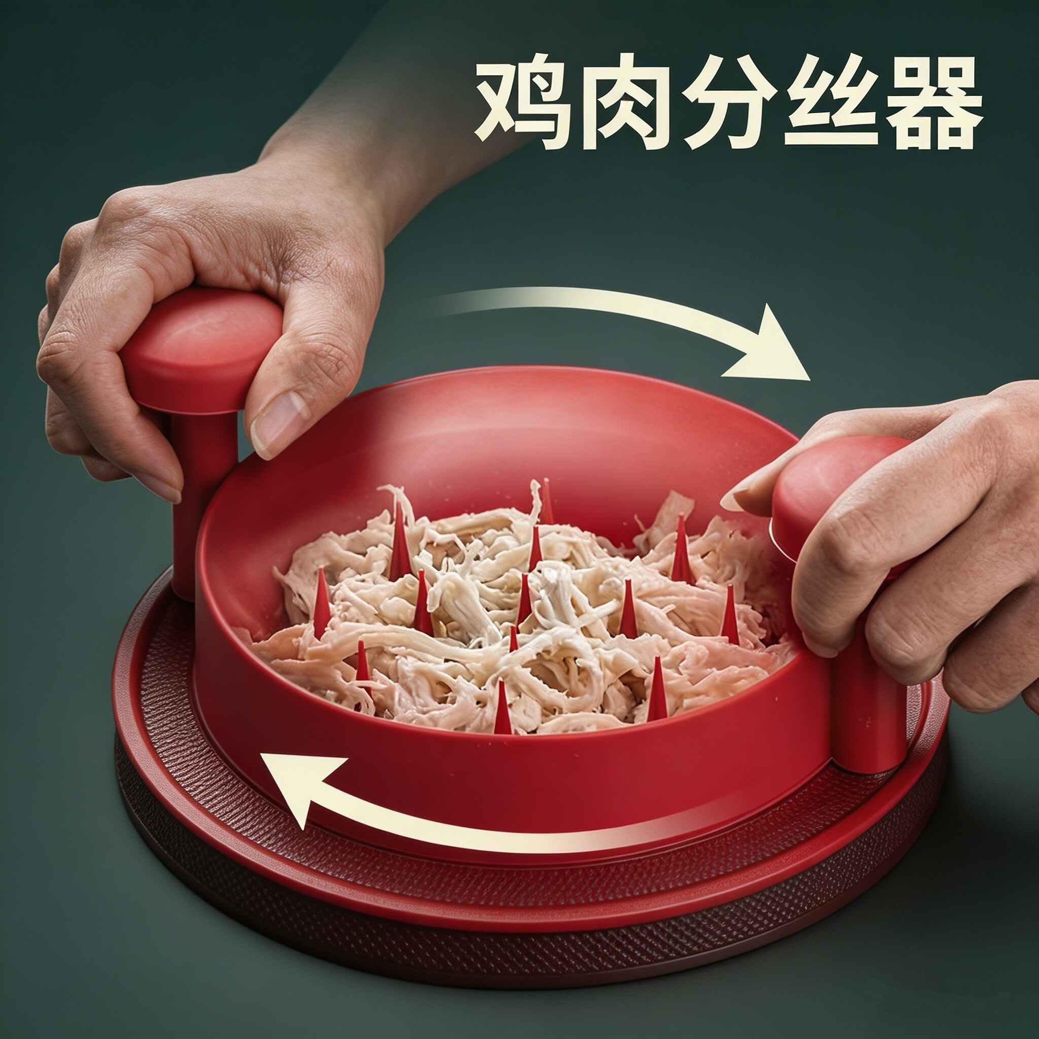 360度旋转鸡肉切丝器健身鸡胸肉分丝器多功能加厚带盖撕鸡丝神器