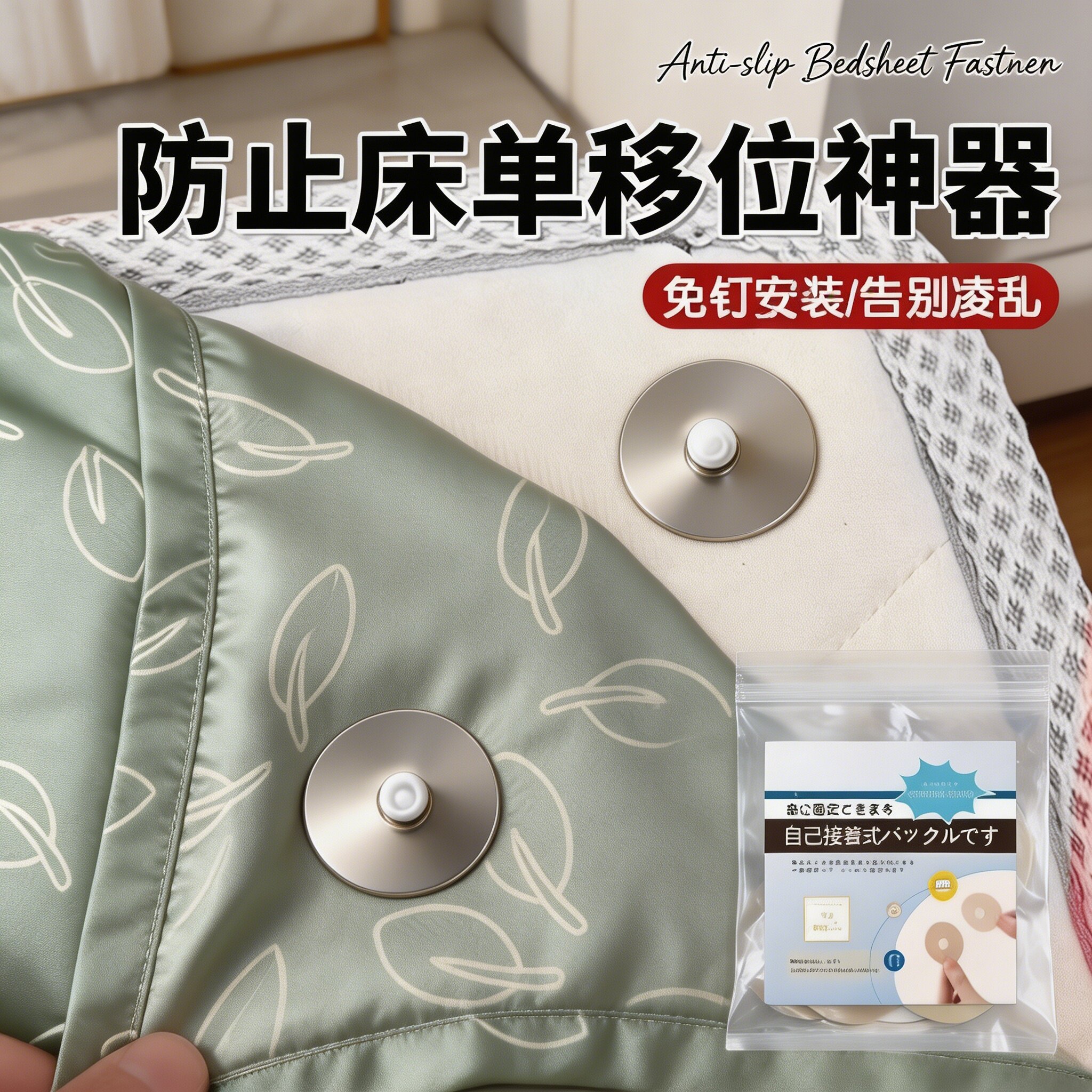 被子固定器子母扣隐形安全无针