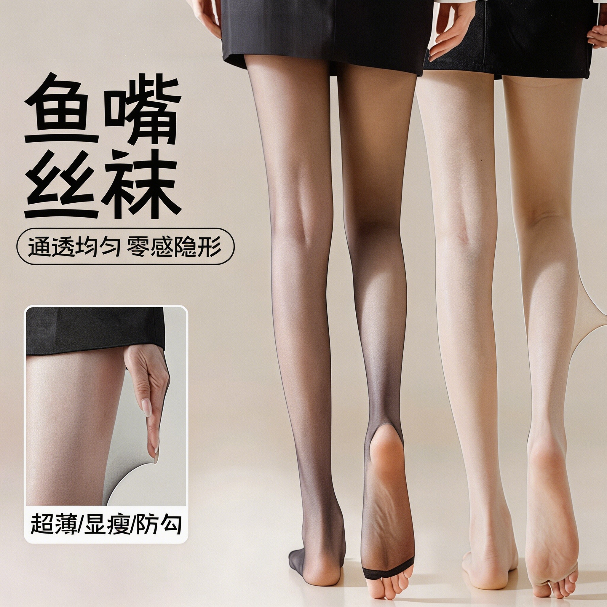鱼嘴丝袜女防勾丝超薄款光腿神器