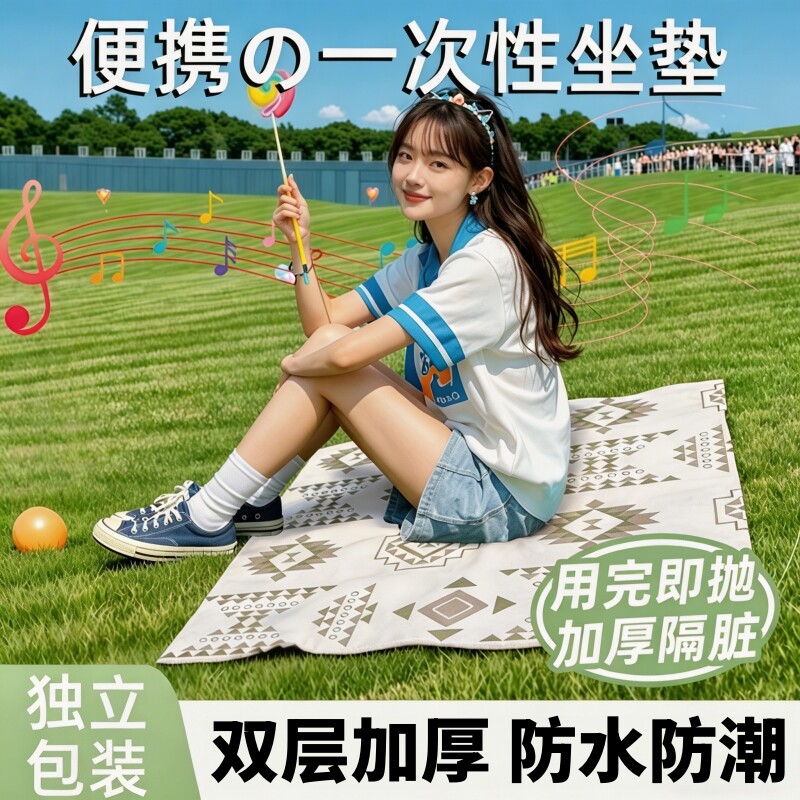 一次性坐垫防潮防水垫户外便携露营加厚地垫草坪野餐隔脏折叠垫子