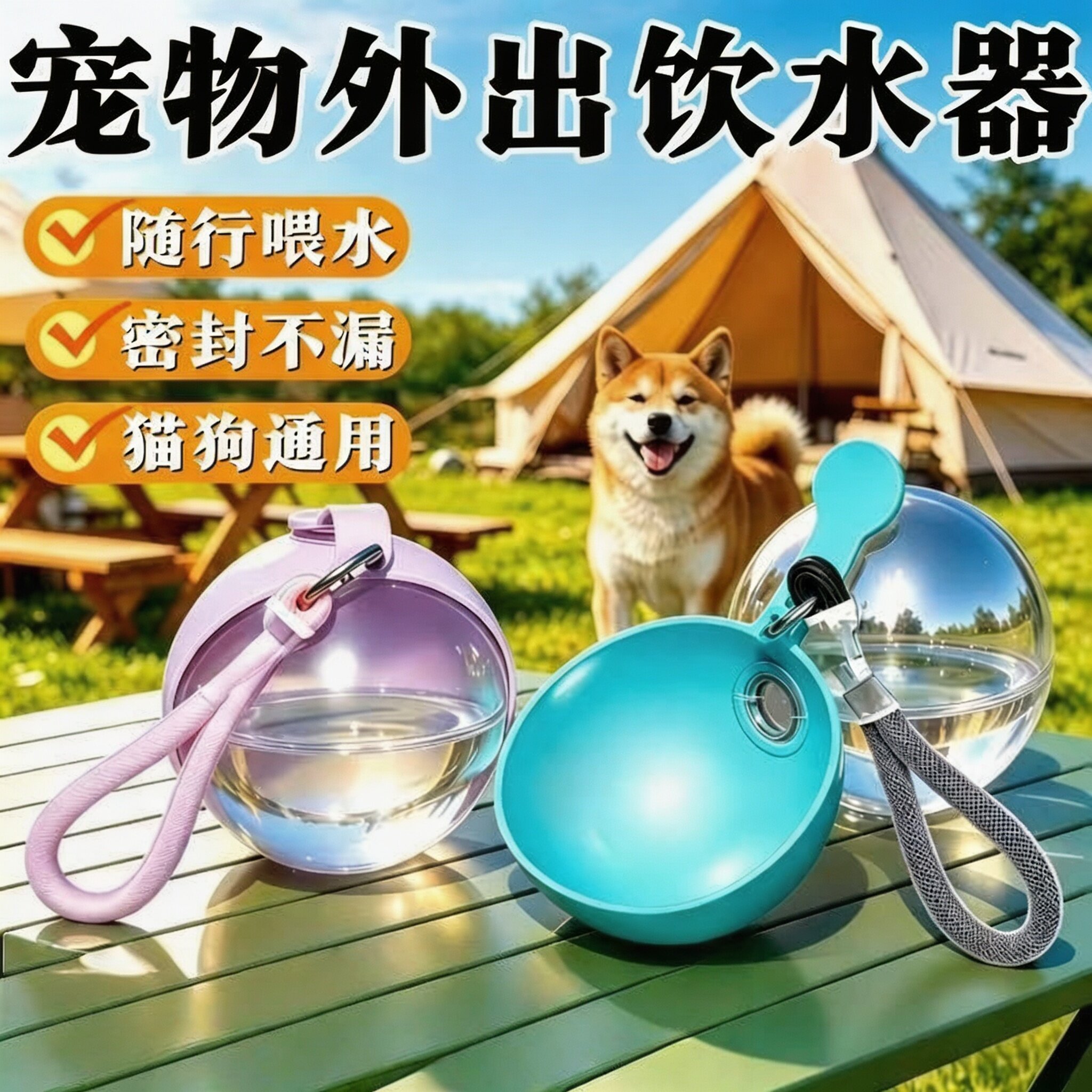 狗猫便携折叠球形饮水器