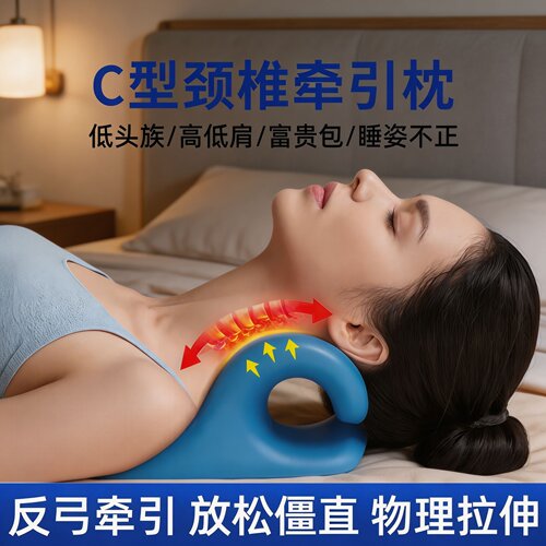 C型颈椎牵引按摩枕反弓矫正护颈