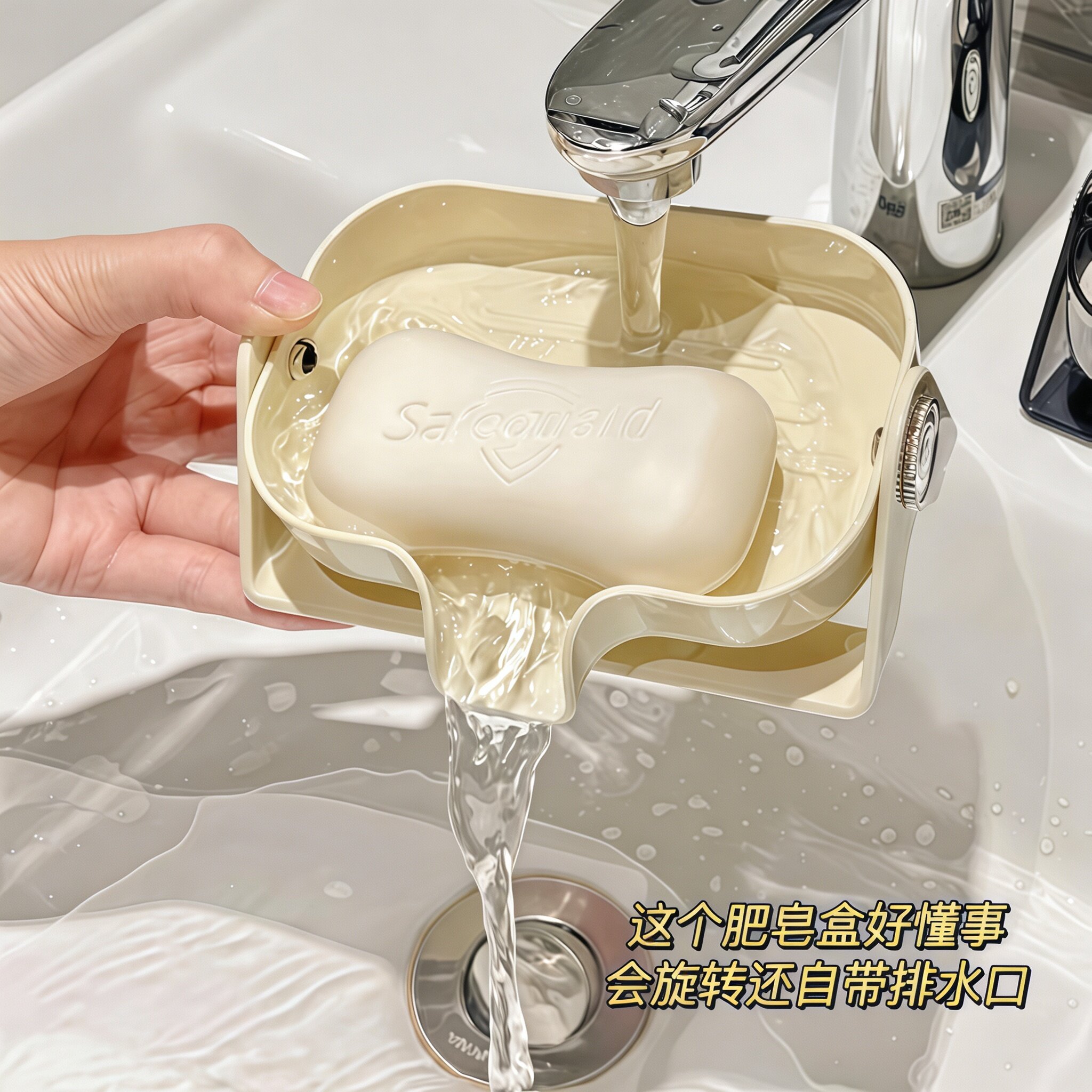 免打孔导流式台面沥水皂盒