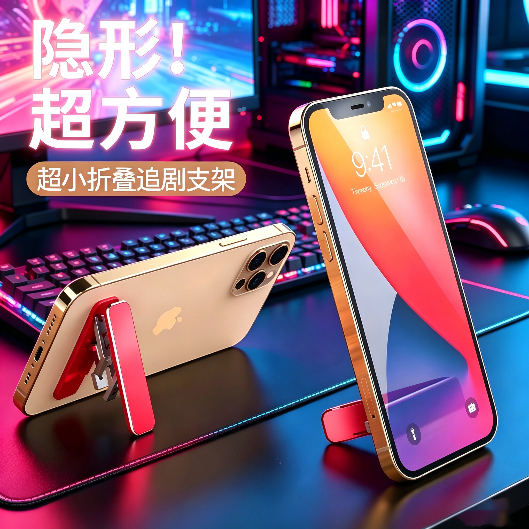 粘贴式折叠隐形超薄手机支架