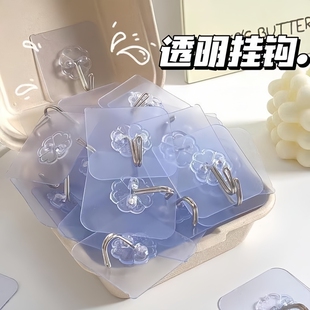 透明粘钩免打孔挂钩超强力自粘挂壁式墙上无痕卫生间挂钩超强粘力