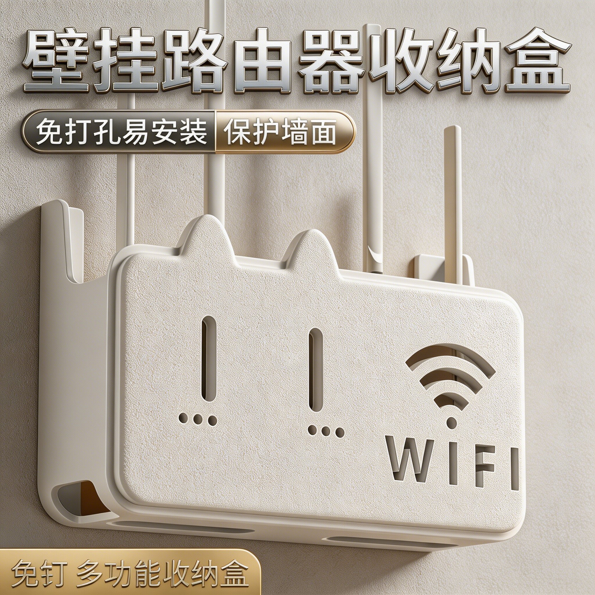 路由机顶盒壁挂多层收纳架