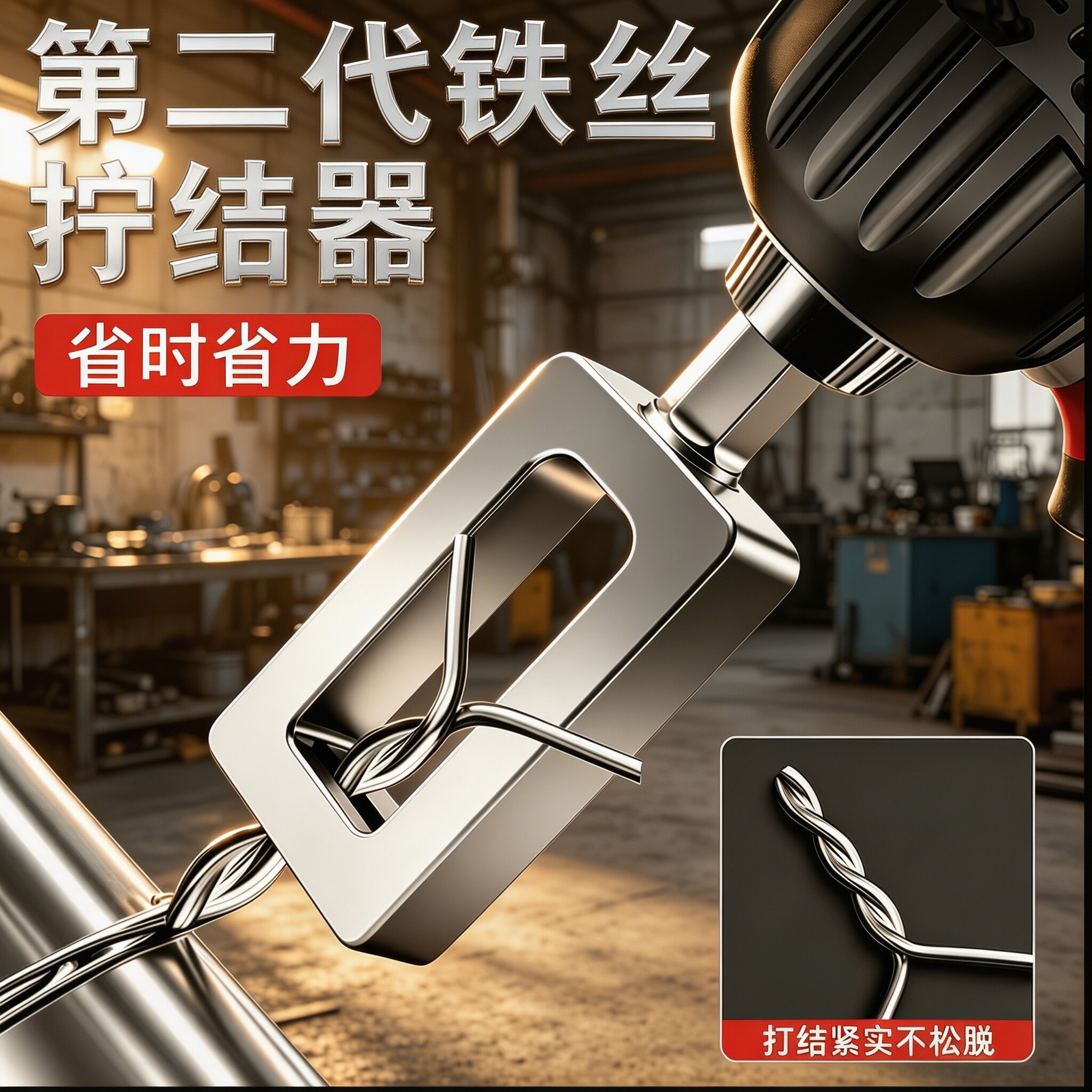 2026新款铁丝快速拧结器通用高效打结工具电动六角柄绕线器打结器
