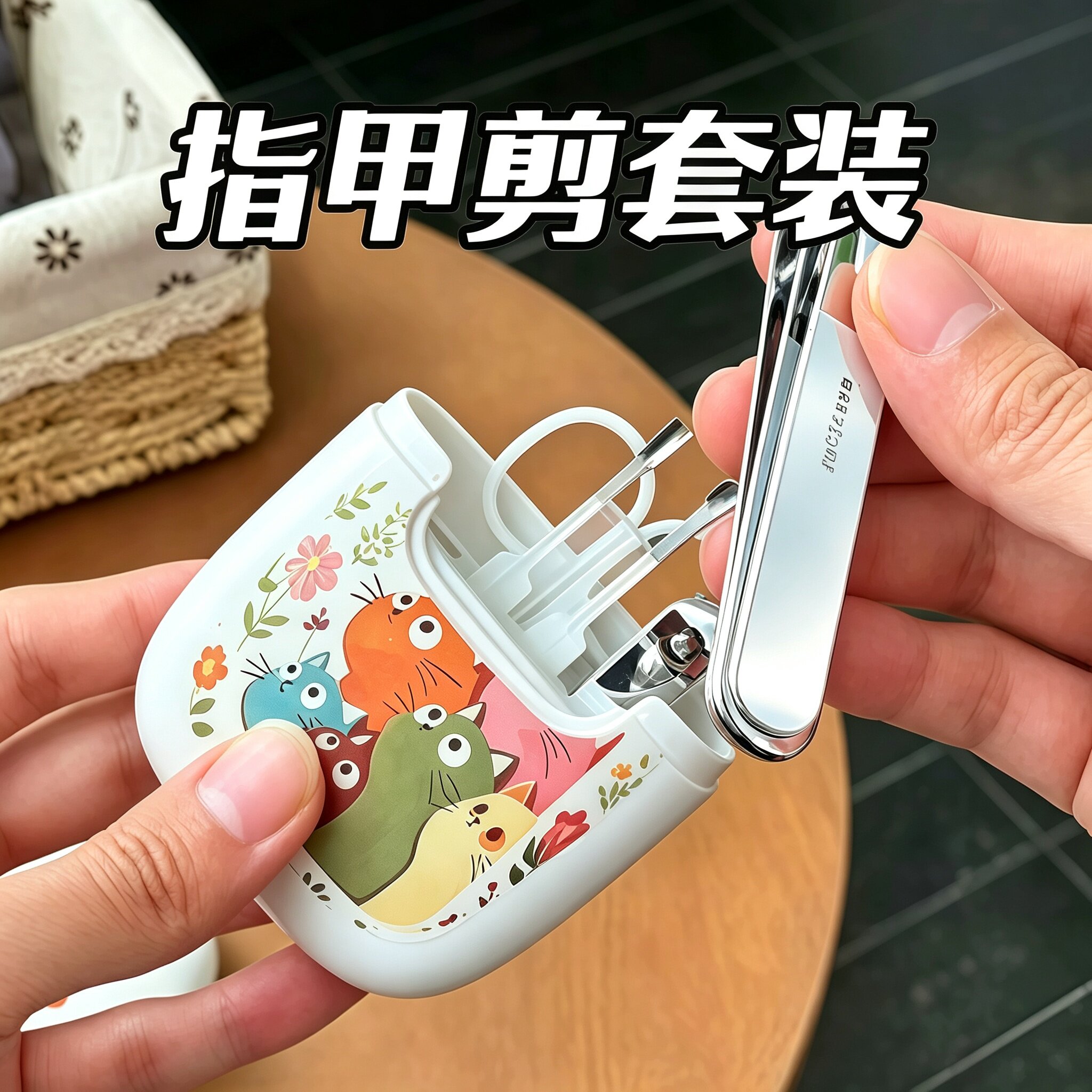 萌趣家用指甲剪耳挖勺去死皮套装